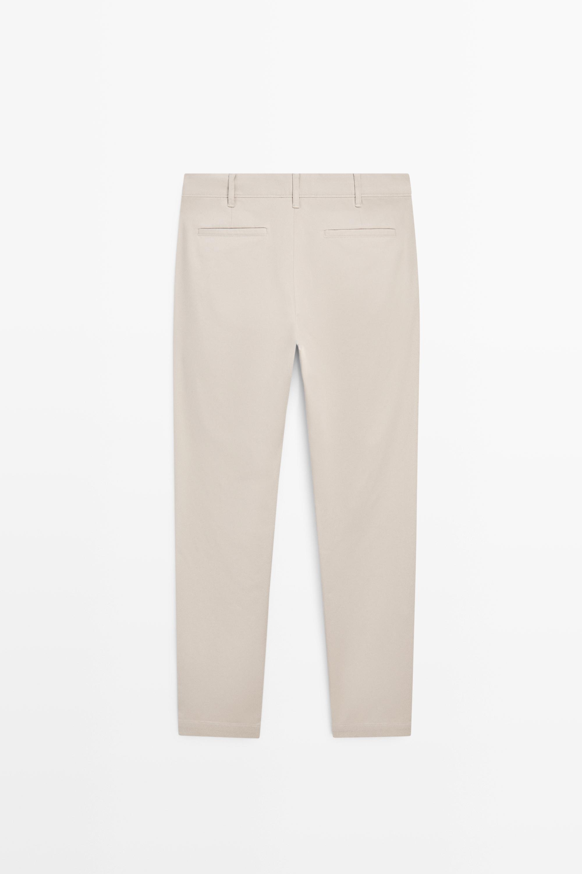Cotton blend slim fit pants